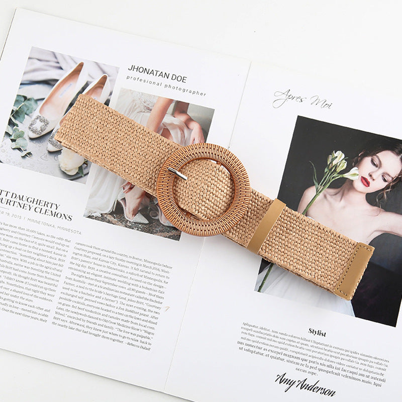 Cotton And Linen Straw Woven Belt Women Cotton And Linen Straw Woven Belt Women